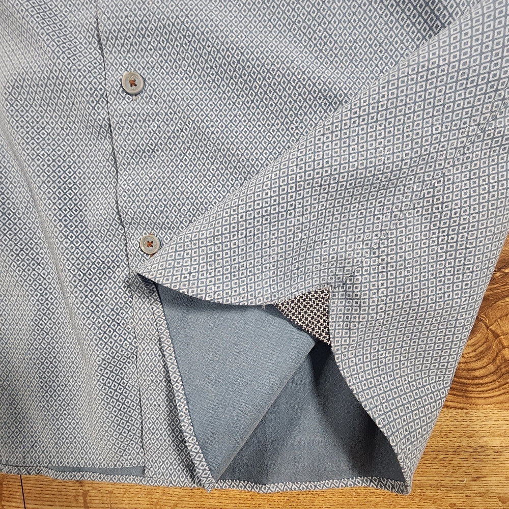 Ted Baker Men's Dense Geo Pattern Blue Casual Shirt, Size L - 4 Long Sleeves - Picture 6 of 15